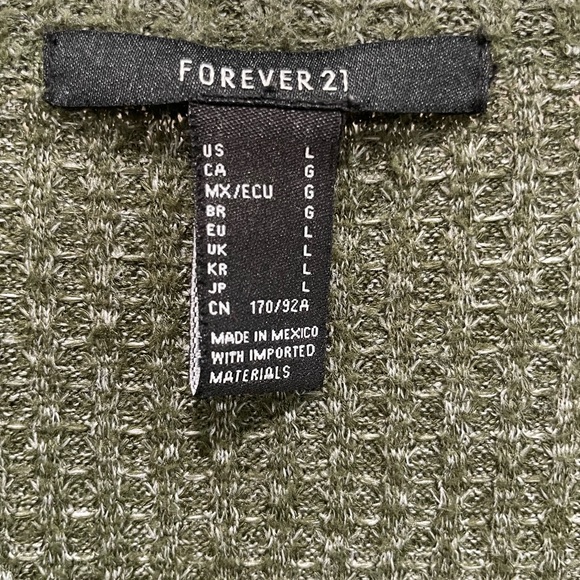 Forever 21 Olive Button-Up oversized waffle knit Cardigan - Picture 7 of 8